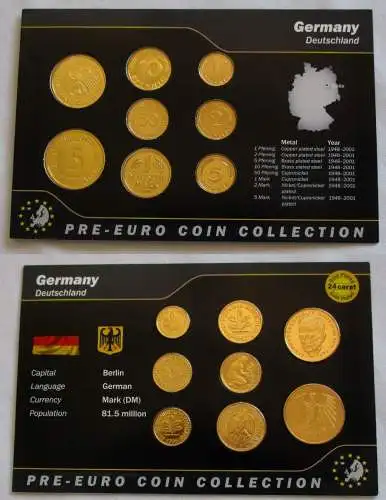 BRD Deutschland KMS Kursmünzensatz Umlaufmünzenserie 24 Karat vergoldet (114299)
