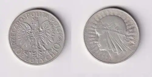 10 Zlotych Zloty Silber Münze Polen 1933 Frauenkopf Königin Jadwiga (166790)