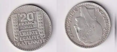 20 Franc Silber Münze Frankreich 1933 ss+ (166347)