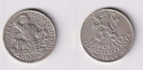 100 Kronen Silber Münze Tschechoslowakei 1949 700 Jahre Bergbau (166547)