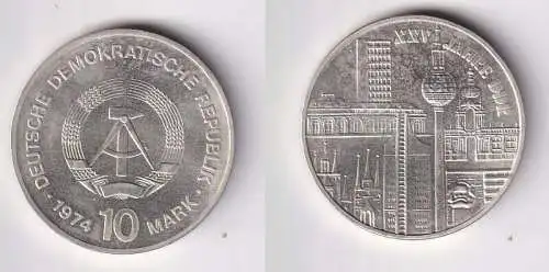 DDR Gedenk Münze 10 Mark 25 Jahre DDR - Städtemotiv - 1974 Silber Stgl. (167476)
