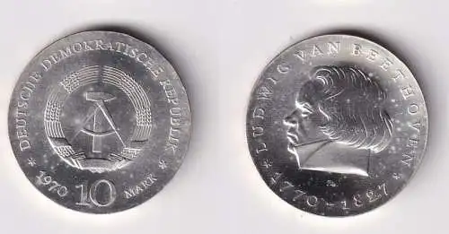 DDR Gedenk Silber Münze 10 Mark Ludwig van Beethoven 1970 Stempelglanz (166869)