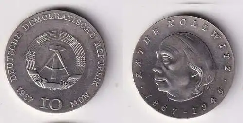 DDR Gedenk Silber Münze 10 Mark Käthe Kollwitz 1967 Stempelglanz (166871)