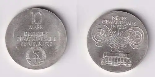 DDR Gedenk Münze 10 Mark Gewandhaus Leipzig 1982 Stempelglanz Silber (166804)