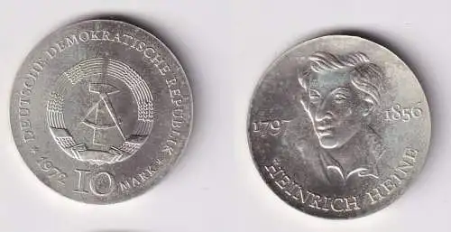 DDR Gedenk Silber Münze 10 Mark Heinrich Heine 1972 Stempelglanz (166915)