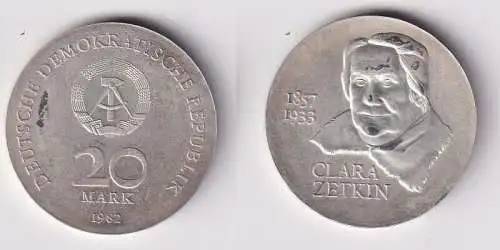 DDR Gedenk Münze 20 Mark Clara Zetkin 1982 Stempelglanz (166844)