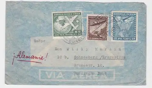 82736 Flugpost Brief Chile nach Schneeberg im Erzgebirge 1950