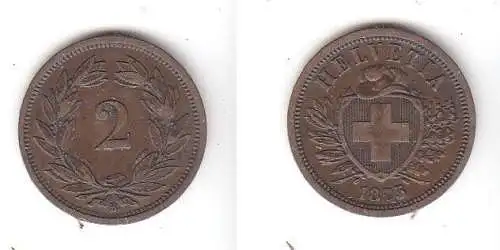 2 Rappen Kupfer Münze Schweiz 1875 B (113087)