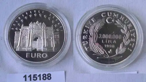 3 Millionen Lira Silbermünze Türkei Euro Dolmabahce Palast 1998 (115188)