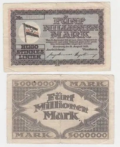 5 Millionen Mark Banknote Hamburg Hugo Stinnes Linien 18.8.1923 (115773)