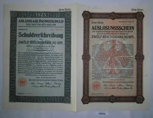 12,50 Mark Aktie Reichsschuldenverwaltung Berlin 25.September 1925 (132238)