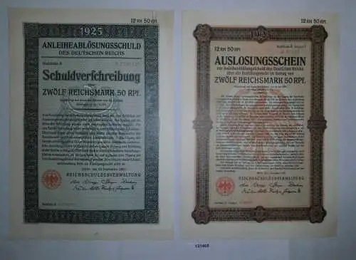 12,50 Mark Aktie Reichsschuldenverwaltung Berlin 25.September 1925 (131465)