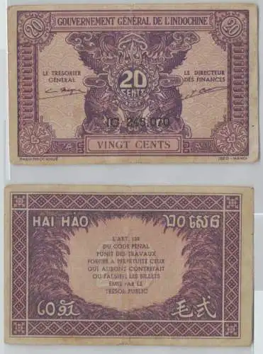 20 Cents Banknote Franz. Indo China (1942) Pick 89 (143211)