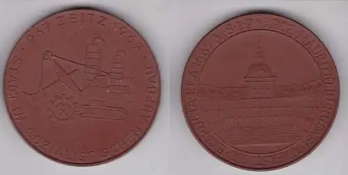 Porzellan Medaille Meissen Zeitz Stadt im Sozialistist. Aufbau 967-1967 (132286)
