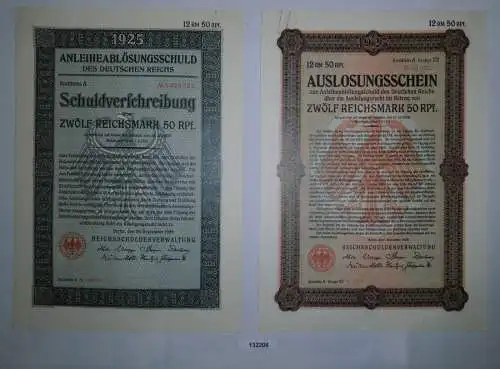 12,50 Mark Aktie Reichsschuldenverwaltung Berlin 25.September 1925 (132208)