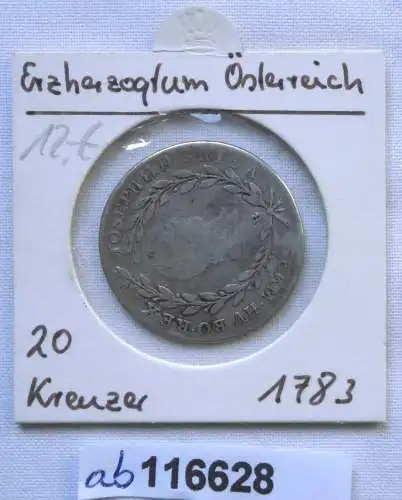 20 Kreuzer Silber Münze Ungarn KB Kremnitz Joseph II 1783 (116628)