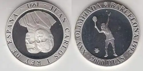 2000 Pesetas Silbermünze Spanien Olympiade Barcelona 1992, 1991 (115122)