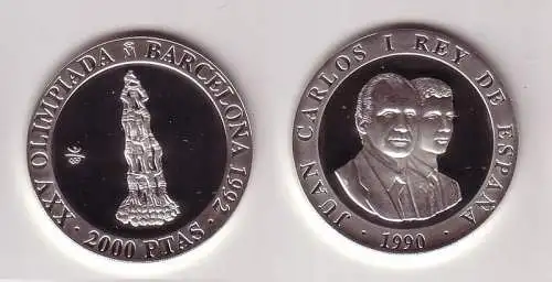 2000 Pesetas Silbermünze Spanien Olympiade Barcelona 1992, 1990 (116528)