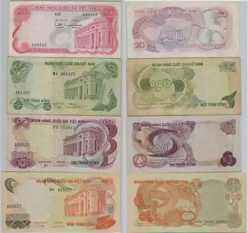 20 bis 500 Dong Banknoten South Vietnam (1969-70) Pick 24,26-28 (134261)