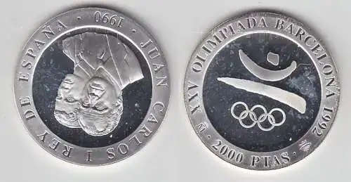2000 Pesetas Silbermünze Spanien Olympiade Barcelona 1992, 1990 (115126)