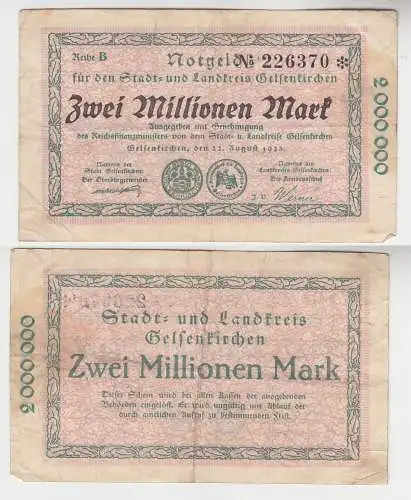 Banknote 2 Millionen Mark Stadt- und Landkreis Gelsenkirchen 22.8.1923 (113687)