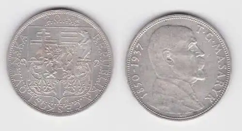 20 Kronen Silber Münze Tschechoslowakei Masaryk 1937 (141576)