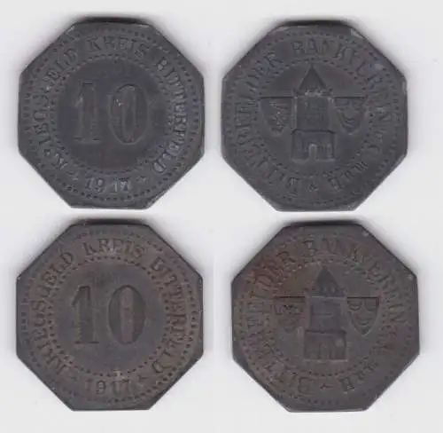 2 x 10 Pfennig Zink Münzen Notgeld Bitterfelder Bankverein e.GmbH (139596)