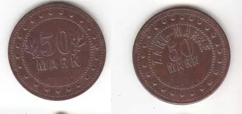 Alte Bronze Wertmarke Zahl Marke 50 Mark um 1910 (112198)