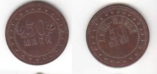 alte Bronze Wertmarke Zahl Marke 50 Mark um 1910 (112198)