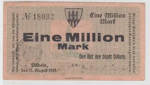 Eine Million Mark Banknote Stadt Döbeln 17.August 1923 (113200)