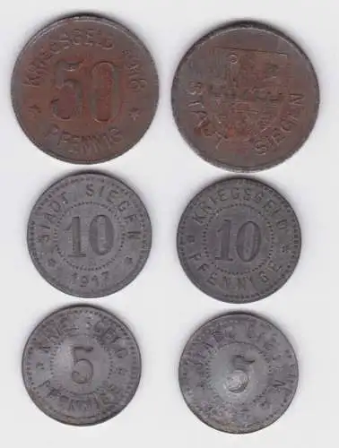 3 x Münzen Notgeld Stadt Siegen 1917/1918 (140609)