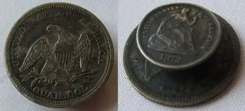 Manschettenknopf Silber aus 1/4 Dollar USA 1856 und 1 Dime USA 1872 (144879)