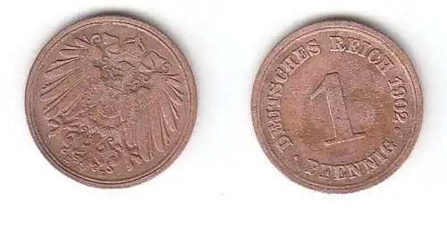 1 Pfennig Kupfer Münze Kaiserreich 1902 E Jäger Nr.10 (112608)