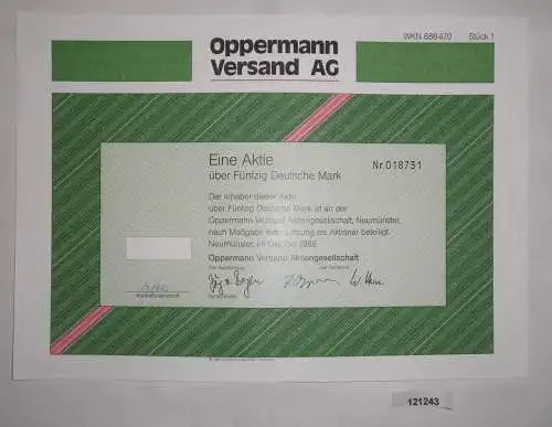 50 Mark Aktie Oppermann Versand AG Neumünster Oktober 1988 (121243)