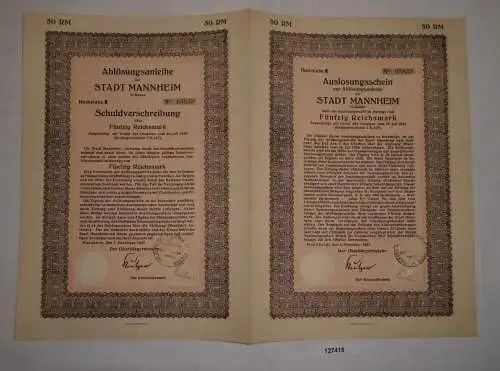 50 Reichsmark Ablösungsanleihe der Stadt Mannheim 1.12.1927 (127282)
