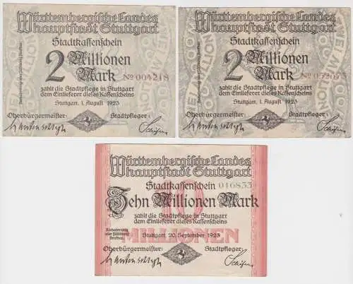 3 Banknoten Inflation Landeshauptstadt Stuttgart 1923 (137449)