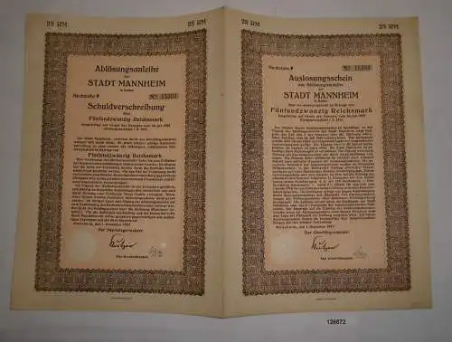 25 Reichsmark Ablösungsanleihe der Stadt Mannheim 1.12.1927 (126872)