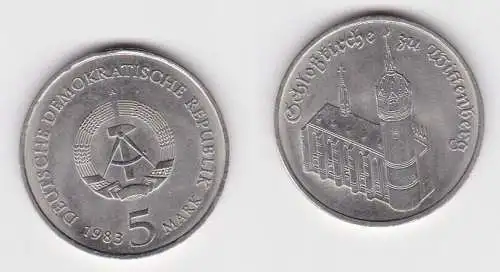 DDR Gedenk Münze 5 Mark Schloßkirche zu Wittenberg 1983 vorzüglich (140739)