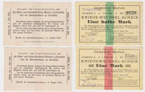 2 Banknoten Kriegs-Wechselschein Gemeinde Marten 11.08.1914 (130748)