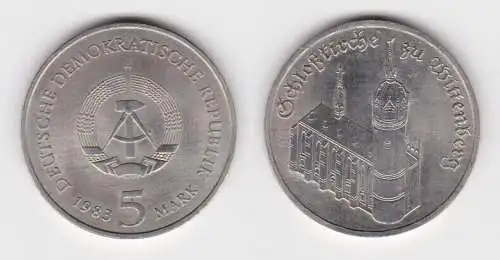DDR Gedenk Münze 5 Mark Schloßkirche zu Wittenberg 1983 vorzüglich (140913)