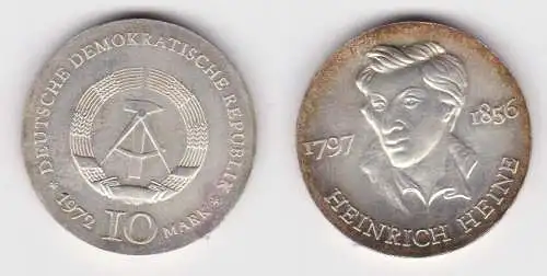 DDR Gedenk Silber Münze 10 Mark Heinrich Heine 1972 Stempelglanz (140628)
