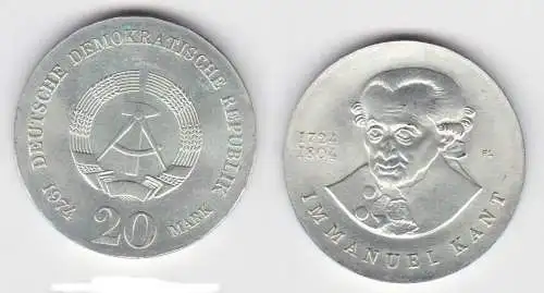 DDR Gedenk Münze 20 Mark Immanuel Kant 1974 Stempelglanz (141178)