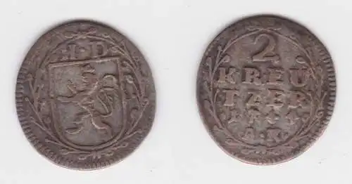 2 Kreuzer Billon Münze Hessen-Darmstadt Landgrafschaft 1744 (136880)
