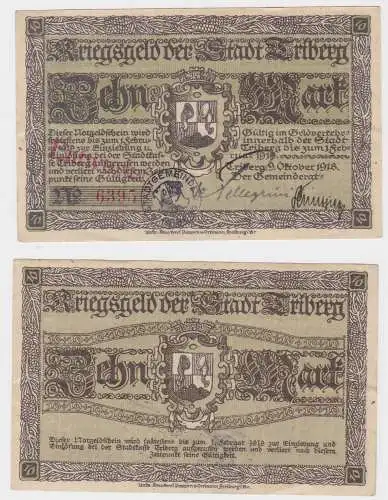 10 Mark Banknote Kriegsgeld Stadt Triberg 9.Oktober 1918 (130672)