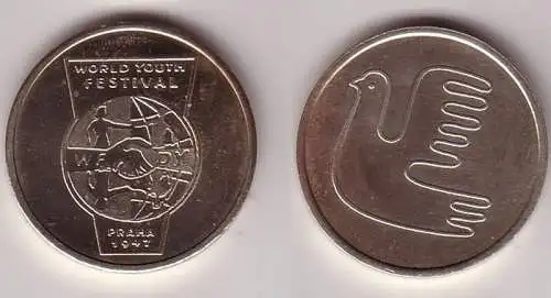 DDR Medaille Erinnerung Weltjugendfestspiele Prag 1947 Friedenstaube (113634)