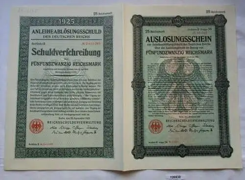 25 Mark Aktie Reichsschuldenverwaltung Berlin 25.September 1925 (126930)