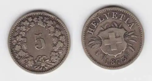 5 Rappen Kupfer Nickel Münze Schweiz 1873 B (131431)