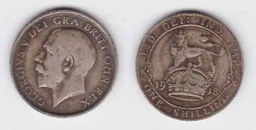 1 Schilling Silber Münze Großbritannien 1918 Georg V. (129117)