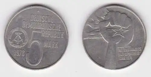 DDR Gedenk Münze 5 Mark Anti Apartheid Jahr 1978 Stempelglanz (141138)