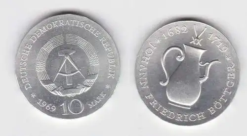 DDR Gedenk Silber Münze 10 Mark Johann Friedrich Böttger 1969 Stgl. (141107)
